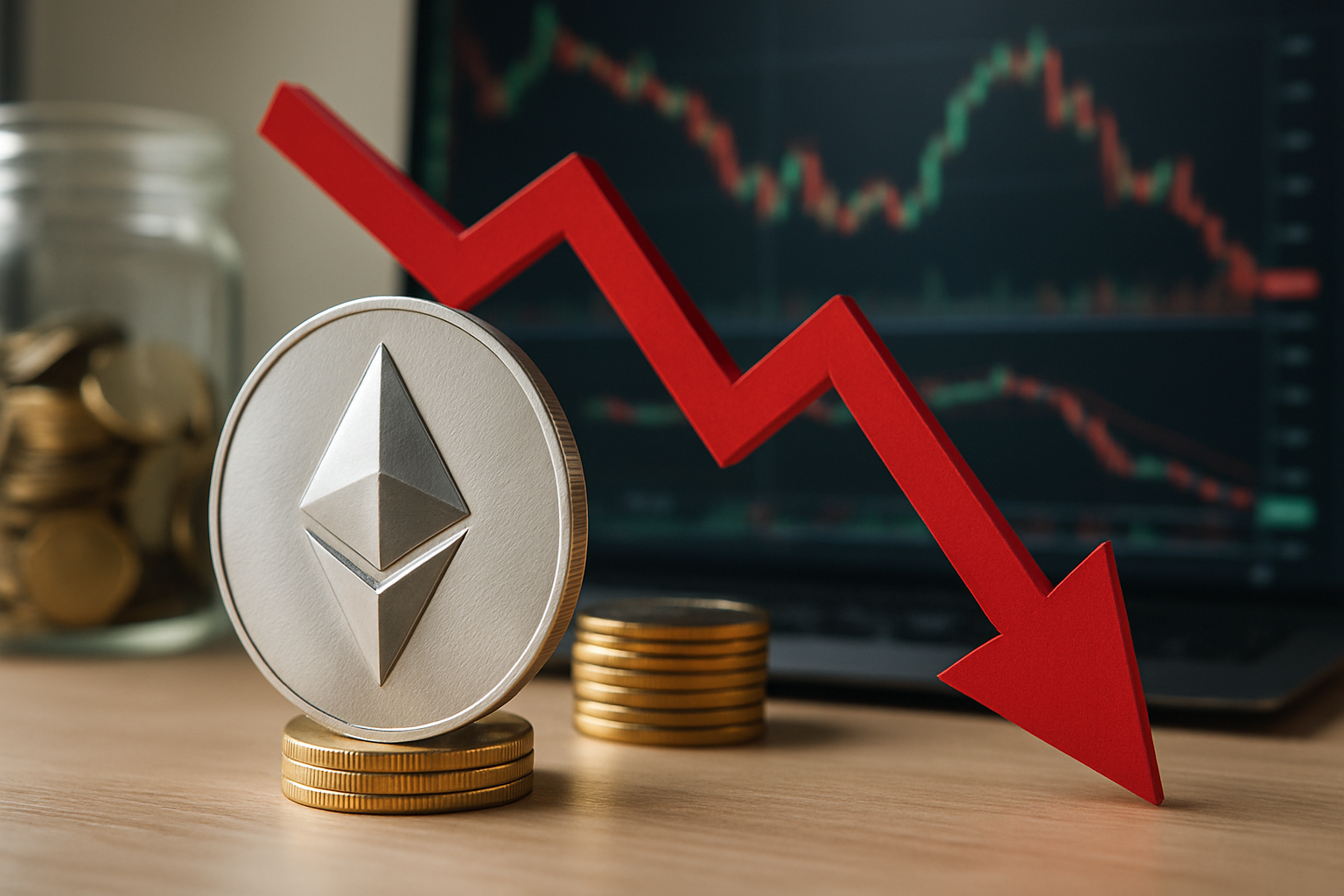 Ethereum čelí riziku ceny: menej mincí na predaj a viac dolárov v pozíciách